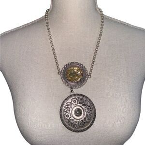 Oversized Medallion Double Disc Necklace